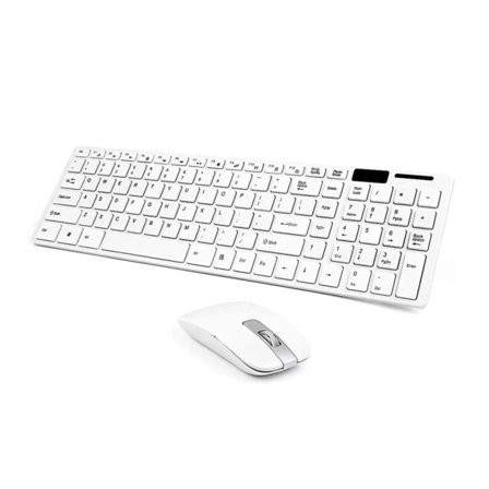 2,4 GHz Mini Multimedia Tangentbord och Mus-kombination Trådlöst Tangentbord och Musset för Bärbar Dator Laptop Desktop PC Lättvikt Vit