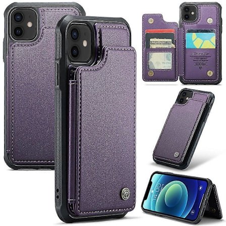 CASEME C22-serien för iPhone 12/12 Pro Fodral RFID-blockerande Telefonskal med 4 Kortplatser - Grön