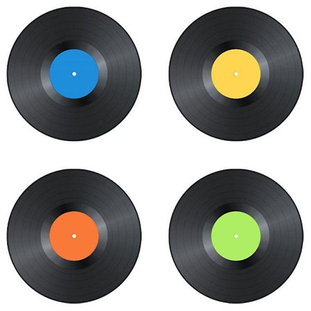 4 stk. Vinylplate-formede klistremerker Blanke vinylplater Vintage falske plater Dekorasjoner Veggklistremerker