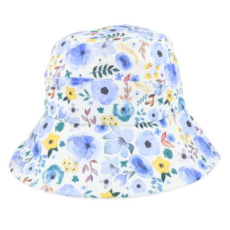 Seeberger - Vit bucket Hatt - Cotton Steel/Pine cloche @ Hatstore