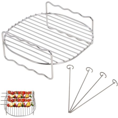 Airfryer-ställ kompatibel med Tefal 4,2L Cosori 3,5L/3,8L/4,7L Salter med 4 spett av Gekufa