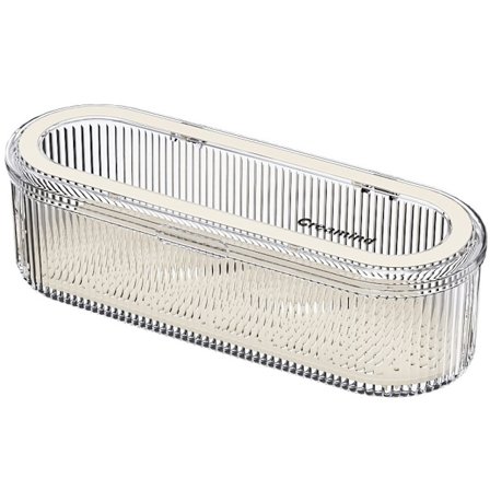 1 stk Sminkebørsteholder Organizer Klar Akryl Sminkesvamper Organizer, Kosmetisk Oppbevaringsboks med Lokk Displayveske for Sminkebord (