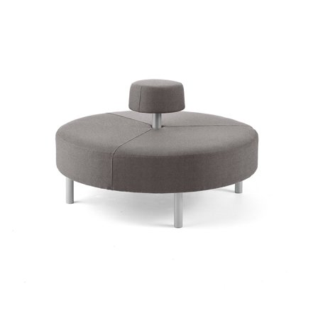 Hocker DOT mit runder Rückenlehne, Ø 1300 mm, Medley-Stoff, hellgrau