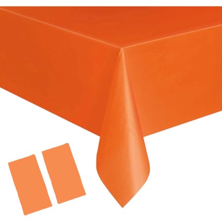 Pieces 137 x 274 cm Orange Engångs Halloween Bordsduk Party, Rektangulära Bordsöverdrag i Plast Orange Bordsduk Party för Inomhus/Utomhus