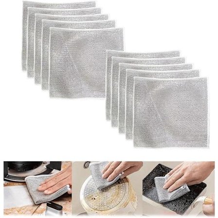 10 teräslankaisia tiskiliinoja ikkunanpesuliinoja puhdistusliinoja naarmuttamattomia teräslankaisia tiskiliinoja uudelleenkäytettäviä tiskiliinoja 