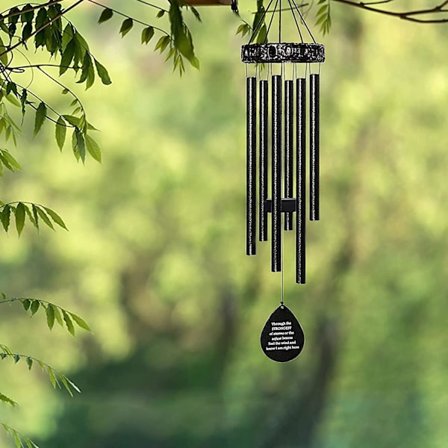 Vindklokker for utendørs bruk - Gaver til kvinner, 32' minnevindklokke for utendørs bruk med dyp tone og 6 rør og naturlig lydende klokke, flotte 