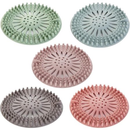 Hårfanger bruseafløb, 5-pak bruseafløbsdæksel hår silikonedæksel hårklemmer lette at installere og rengøre til badeværelse