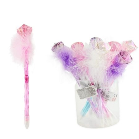 Penna med diamant och fluff Turkos