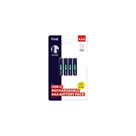 Batteri Laddbar TRUST AAA USB-C 4/fp