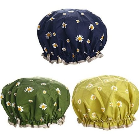 32CM Dusjhetter for Kvinner, 3 PAKK Justerbare Badehetter med Dobbelt Lag Fôr, Vanntette & Holdbare