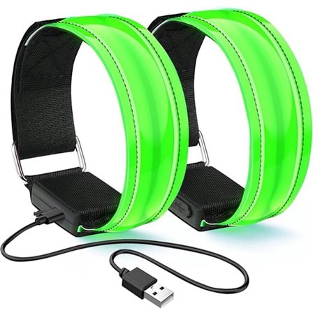 Løbelys 2 stk. løbebånd gåarmbånd sportsarmbånd genopladeligt LED-armbånd LED reflekterende løbelys til løb og cykling