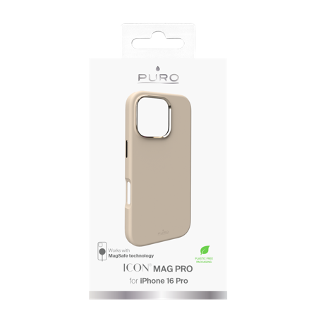 PURO iPhone 16 Pro silicone cover ICON MAG PRO, beige