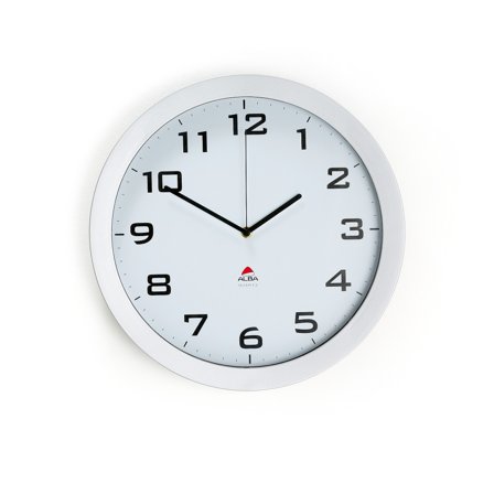 Wanduhr, Ø 380 mm, Ziffernblatt weiß/Gehäuse alugrau