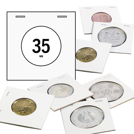 TACK hvide møntholdere til mønt Ø 35 mm - 100 stk.