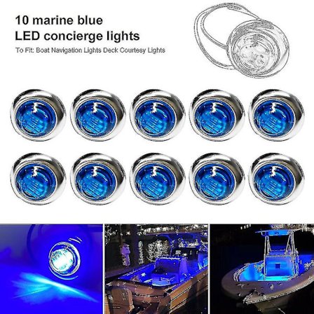 12v-dc 10 kpl Led-merivalovene, vedenpitävä 3 Led-kansivalo 3/4" pyöreä veneen sisänavigointivalo sininen