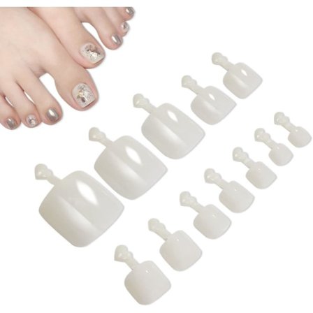 CDQ Set med 100 løse negler i 12 forskjellige størrelser, korte og firkantede naturlige