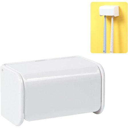 2-pack Självhäftande Tandborsthållare Väggmonterad med Lock,Ele