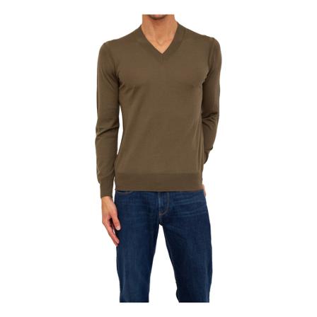 Paolo Pecora V-neck Strik Grøn, Herre Strik