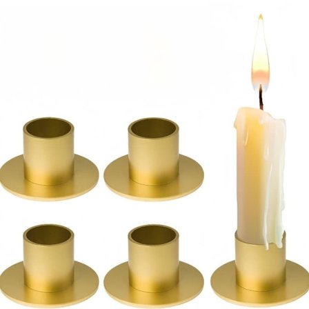 4/6/8/12/16-pakning Matt Gull Lysestake Metall Lysestake for Bryllup Fest Jul Bord Soverom