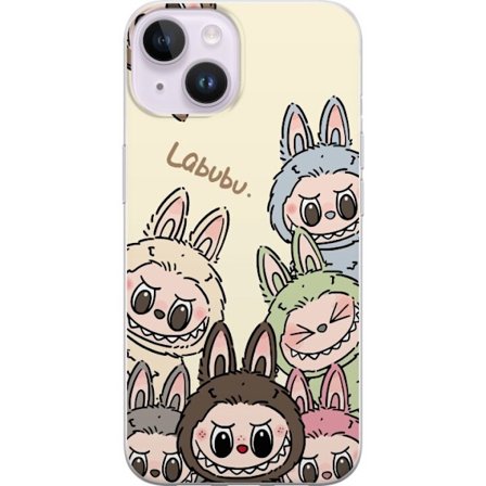 Kompatibelt Mobildeksel til Apple iPhone 15 Monster kanindukke med blomsterkrans vinylfigur