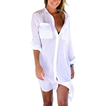 /EA/Strandkjole Dame Bikini Cover Up Cape Dame Sommersjal Skjorte