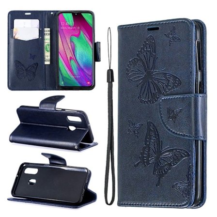 Butterfly Samsung Galaxy A40 veske - Blå