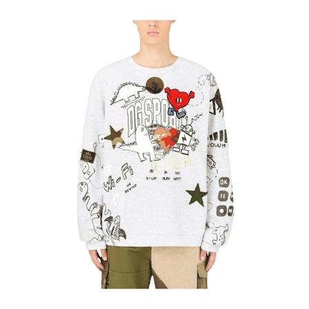 Dolce & Gabbana, Sweatshirts Grijs, Heren, Maat:M,Cotton,Patches