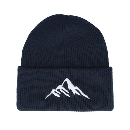 Wild Spirit - Blu cuff Beanie - Mountain 3d French Navy Soft Deep Cuff @ Hatstore