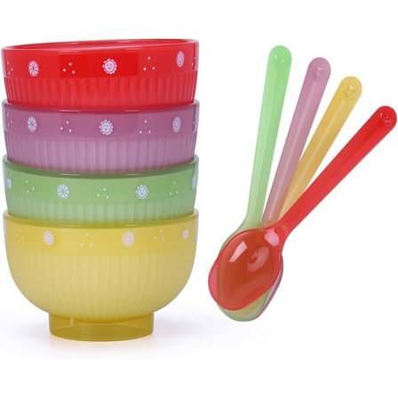 Set med Små Skålar Flingtallrik Skål, Müsliskål, Rund Liten Skål, Med Vitt Tecknat Mönster, Pl