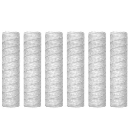 10 Mikron Trådlindat Vattenfilter Patron 10x2.5" - 6-pack för Hela Husets Filtrering (Universell Passform)