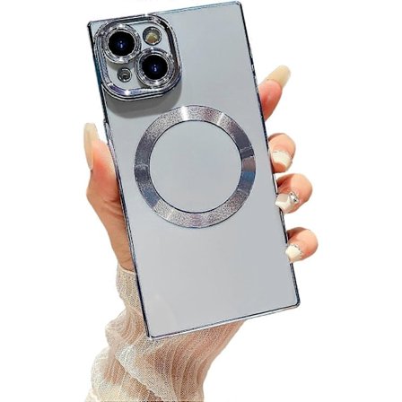 iPhone 15 Plus [MagSafe-kompatibel] Full Kamerabeskyttelse & Elektropletterte Forsterkede Hjørnebeskyttere Støtsikker Myk TPU Kant Bumper Case (Blå)