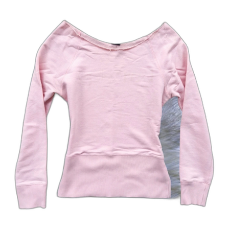 vintage y2k off shoulder baby pink sweater