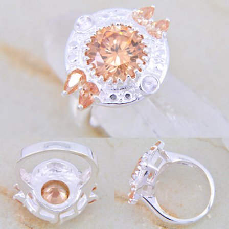 SILVER filled Morganit ädelsten ring SILVER