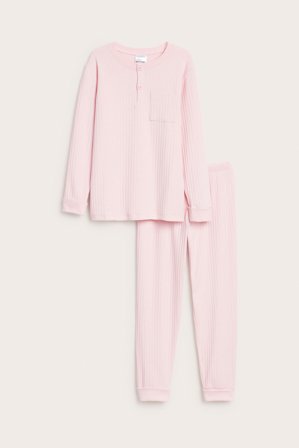 Kappahl | Ribbad långärmad pyjamas | Rosa