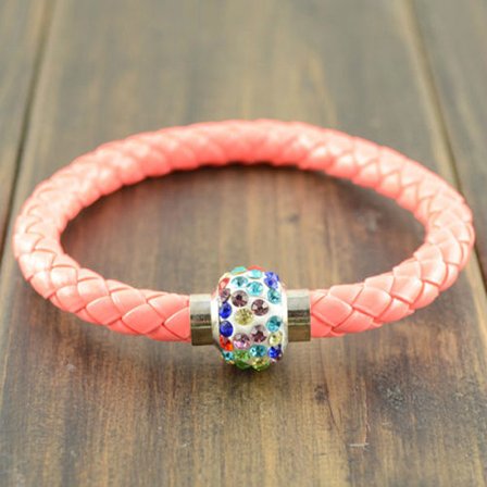 Läderarmband Magnet strass spänne armband