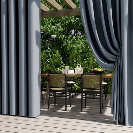 Qelus Utomhus Gardiner Vattentåliga med Öljett, 132x274cm, Blågrå, Pergola Terrass Isolering för Trädgård