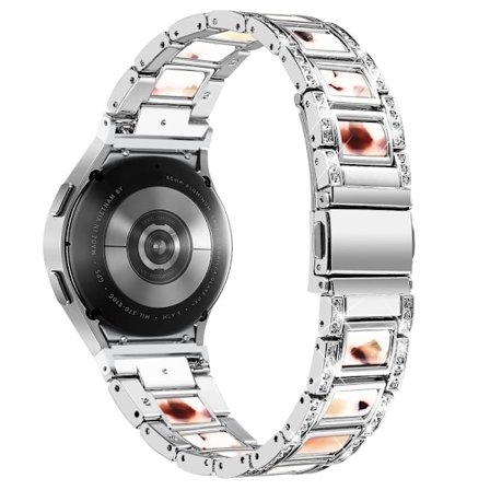 Klockarmband i rostfritt stål med strass för Samsung Galaxy Watch 4 - Silver / Nougat Mönster