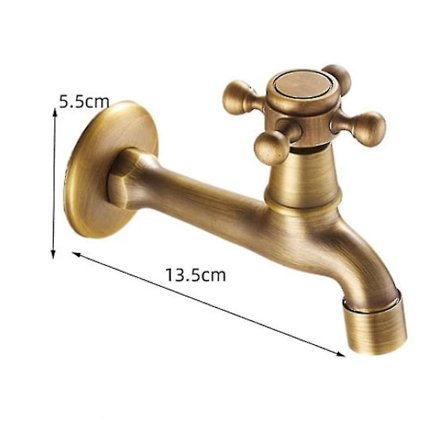 Vintage veggmontert kran for bad, toalett, vask, badekar, messingkran for hage, terrasse, svømmebasseng