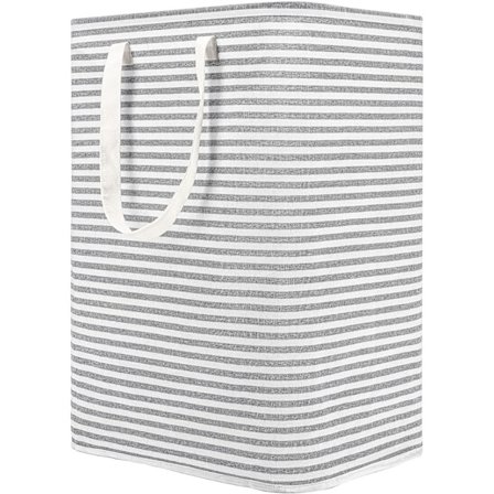 80L Vapaasti seisova pyykkikori kahvalla, kokoontaitettava suuri puuvillainen säilytyskori vaatteille (harmaa)