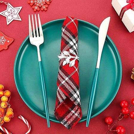 Serviettring, 12 stk Metall Serviettspenne Holder for Bryllupsfest Middagsbordsdekorasjon (12 ST-Løv, Sølv)