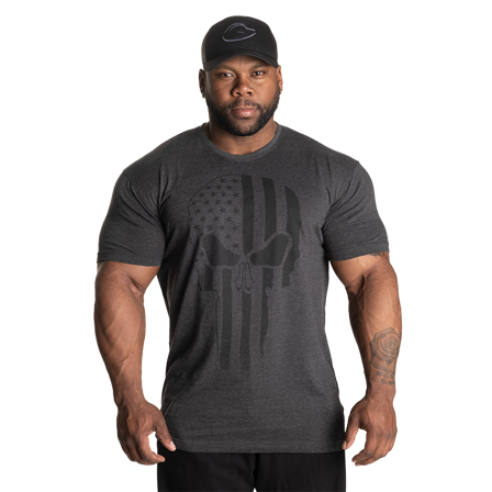 GASP Skull Standard Tee, Dark Grey Melange