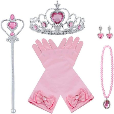 Princess Elsa Costume Accessory Set for Kids, Includes Braid, Tiara, Gloves and Wand