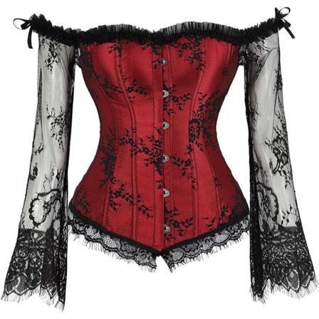 Korsetttröjor för kvinnor med ärmar. Bustier Overbust Lace Up Bodice Underkläder