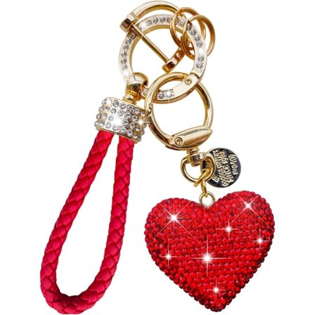 Krystal nøglering til kvinder med glitrende rhinstenhjerteform, smukke nøgleringe til kvinder og piger gaver