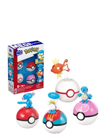 Pokémon Water-Type Trainer Team Building Toy Kits With 2 Action Figures For Kids Patterned Mega