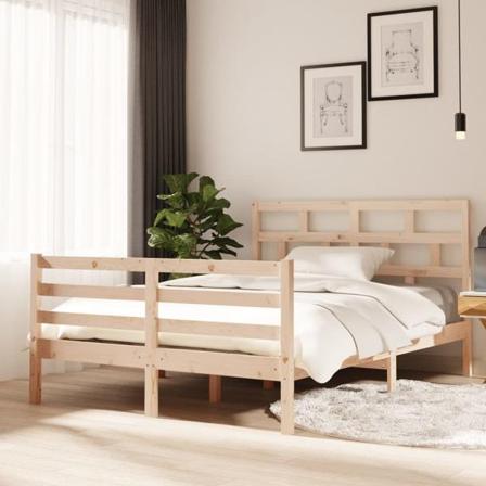 Vidaxl Sängram Massivt Trä 135x190 Cm 4ft6 Brun