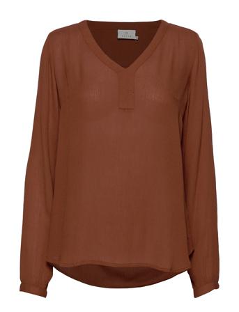 Amber Blouse Ls Blus Långärmad Brun Kaffe