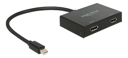 Delock Displayport 1.2 Splitter 1 x mini Displayport in > 2 x Displayport out 4K - video/lyd-splitter - 2 porter