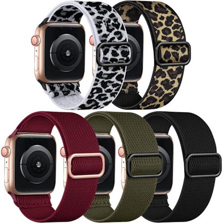 Strækbare Solo Loop-bånd Kompatibel med Apple Watch Band 38mm 40mm 41mm 42mm 44mm 45mm 49mm, Justerbare Flettede Elastiske Nylon Armbånd