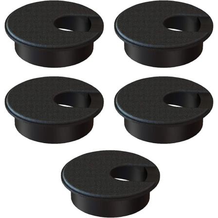 (5-pack) 2" svarta bordsgenomföringar, plasttrådsorganisatorer, komp